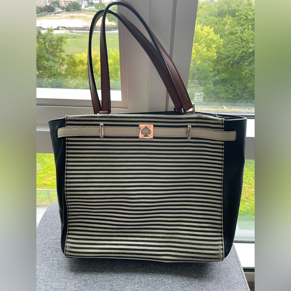 Kate Spade | Black & White Striped Tote